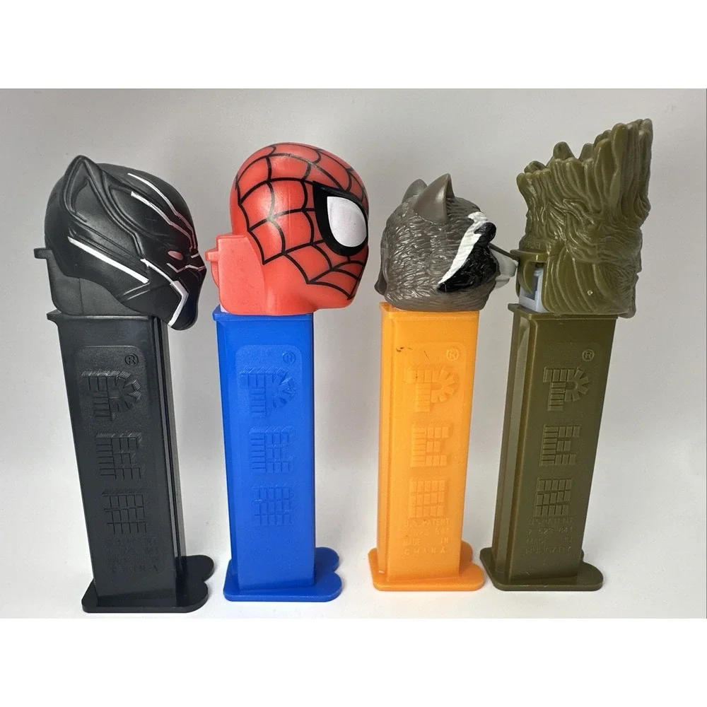 Lot Of 6 Marvel PEZ Dispensers Spider-Man Black Panther Groot Rocket Raccoon